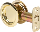 Stone Harbor Hardware Round Pocket Door Lock, Passage Function, 2-3/4" Backset, Polished Brass