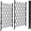 Double Foldable Security Gate 61" H x 122" W Aluminum Expandable Fence Portable Safety Barrier with Casters Retractable Driveway Gates 360°Rolling Barricade Gate Mobile Barricade Safety Barrier Black