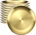 QWORK Gold 304 Stainless Steel Plates, Set of 10, 8 Inch Round Dessert, Dinner Dishes, Camping Plates, Stackable & Dishwasher Safe Serving Flat Plate