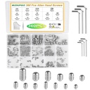 360 Pcs Allen Head Screws - Hex Socket Head, Grub Screw Set - M2.5/M3/M4/M5/M6/M8 Metric Stainless Steel Internal Hex Drive Cup-Point Screws Assortment Kit for Door Handles, Light Fixture