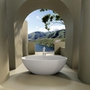 Contemporary Design Solid Surface Freestanding Soaking Bathtub with Overflow in Matte White, cUPC Certified - 65 * 29.5 22S06-65