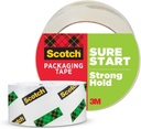 Scotch Sure Start Shipping Packaging Tape, 1.88" x 54.6 yd, Designed for Packing, Shipping and Mailing, Quiet Unwind, No Splitting or Tearing, 3" Core, Clear, 1 Roll (345)