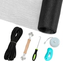 Windows Screen Replacement and Screen Door Repair Kit, 6Pcs Window Screen Fiberglass Mesh Kit - Window Screen & Screen Door Mesh & Screen Porch Repair Kit (Black, 59" x 106")
