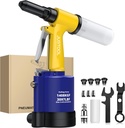 JUSTOOL Heavy Duty Pneumatic Rivet Gun 3097lbs Air Rivet Gun Set-3/32", 1/8", 5/32", 3/16" Air Riveter with NPT 1/4 inch Air Hydraulic Riveter for Automotive Construction Maintenance Industries & DIY