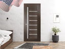 Sartodoors Quadro 4088 | 36 x 80 | Chocolate Ash Interior Single Swing Door with Frosted Glass | Solid MDF Door in Modern French Style | Hardware Included