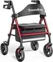 Rollator Walkers with Seat for Seniors, Foldable 8" Big Wheels All Terrain Rolling Walker, Handles and Ergonomic Seat Height Adjustable, 350lb Weight Capacity